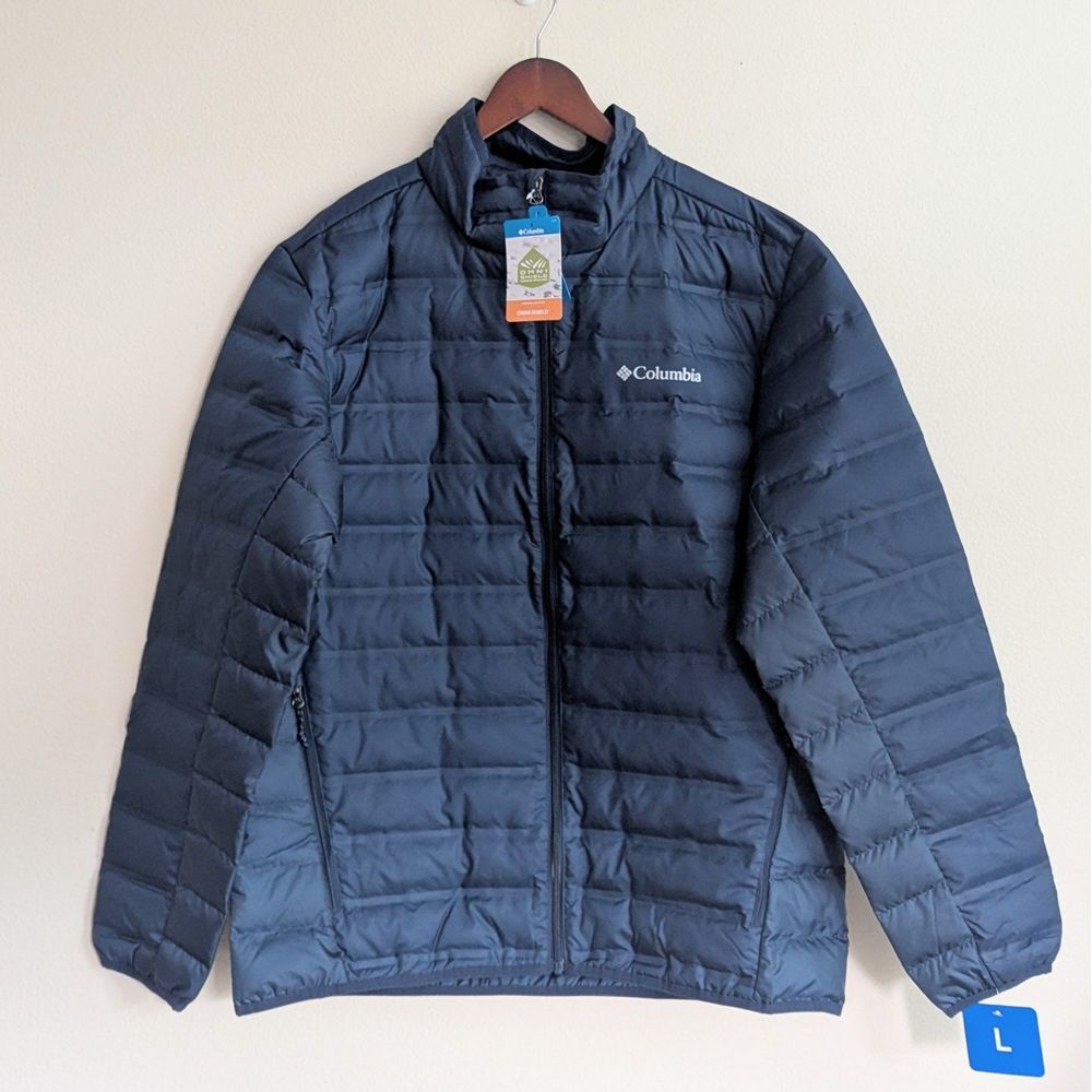 New Columbia Men's Down Jacket Midweight 650 Fill Blue Size Large